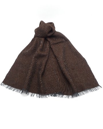 ＜10/17 21:00～発売＞Kameli apartment（カメリ アパートメント）「濃茶×グレー×黒」手織り大判ストール（ショール）アルパカ×リネン＜即日発送可＞の画像