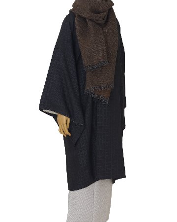 ＜10/17 21:00～発売＞Kameli apartment（カメリ アパートメント）「濃茶×グレー×黒」手織り大判ストール（ショール）アルパカ×リネン＜即日発送可＞の画像