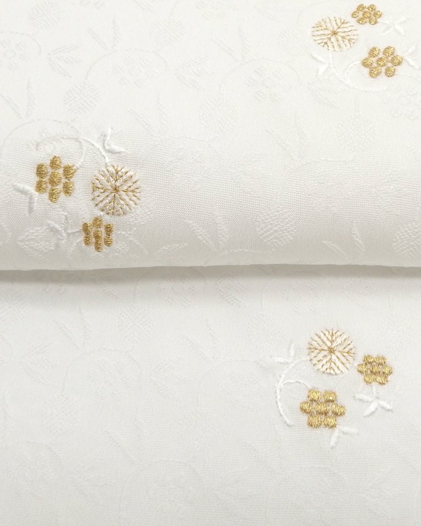 和小物さくら 帯揚げ 笹蔓文 白に金刺繍 ＜即日発送可＞の画像