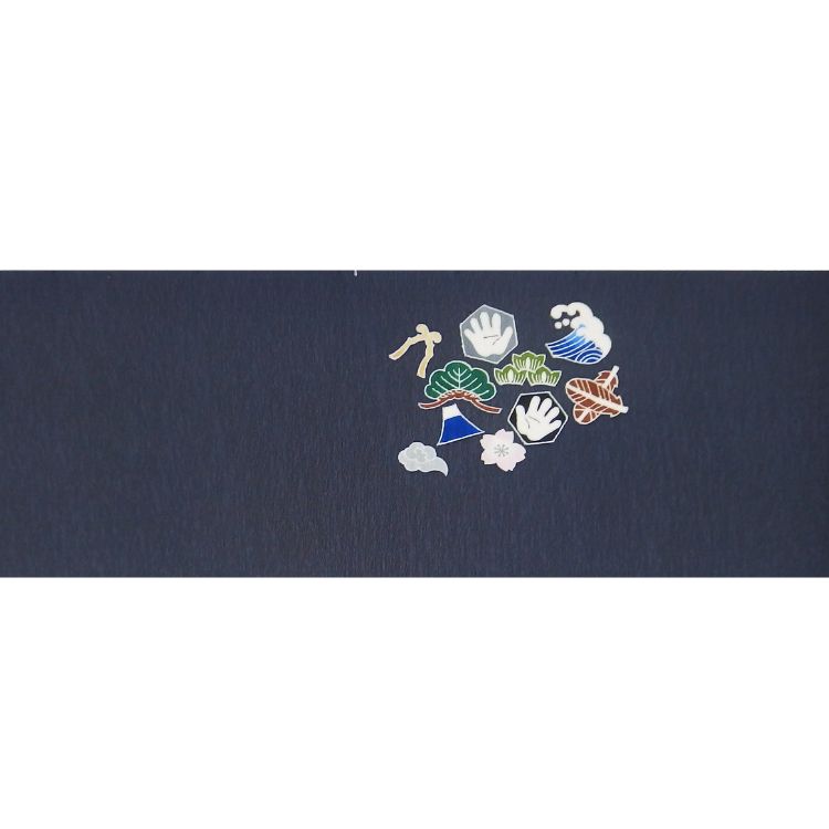 伊藤 中「両国 / 相撲のモチーフ」九寸名古屋帯 染め帯 青褐色（青みの濃グレー系）＜お仕立て代込＞の画像