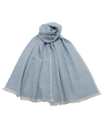 ＜10/28 21:00～発売＞ニシカワアツコ（織布gecko）「手織りのカシミヤストール（ショール）」 灰青（グレーがかったブルー）の画像