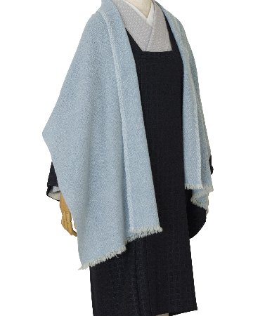 ＜10/28 21:00～発売＞ニシカワアツコ（織布gecko）「手織りのカシミヤストール（ショール）」 灰青（グレーがかったブルー）の画像