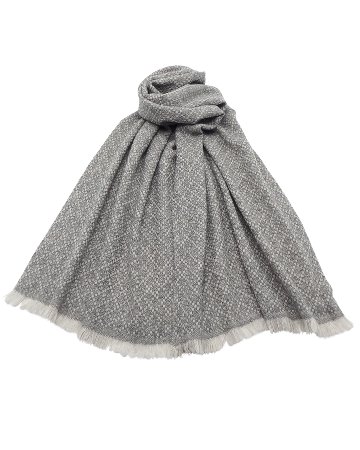 ＜10/28 21:00～発売＞ニシカワアツコ（織布gecko）「手織りのカシミヤストール（ショール）」 濃グレー×ライトグレーの画像