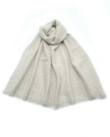 ＜10/28 21:00～発売＞ニシカワアツコ（織布gecko）「手織りのカシミヤストール（ショール）」 緑みのライトグレーの画像