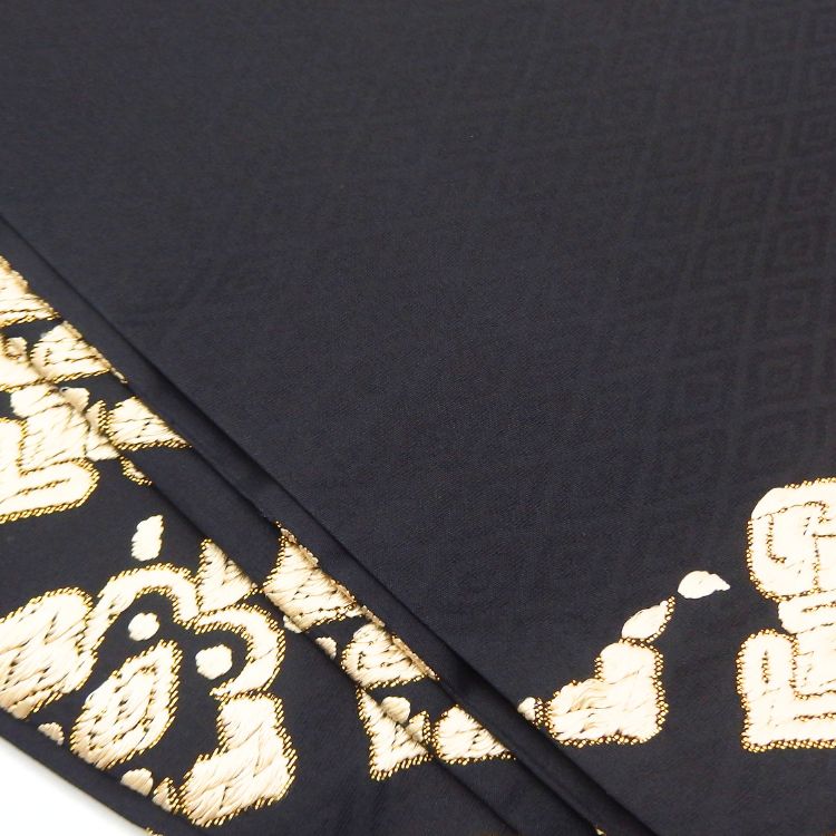 錦工芸「菱花文」袋帯 黒＜お仕立て代込み＞の画像