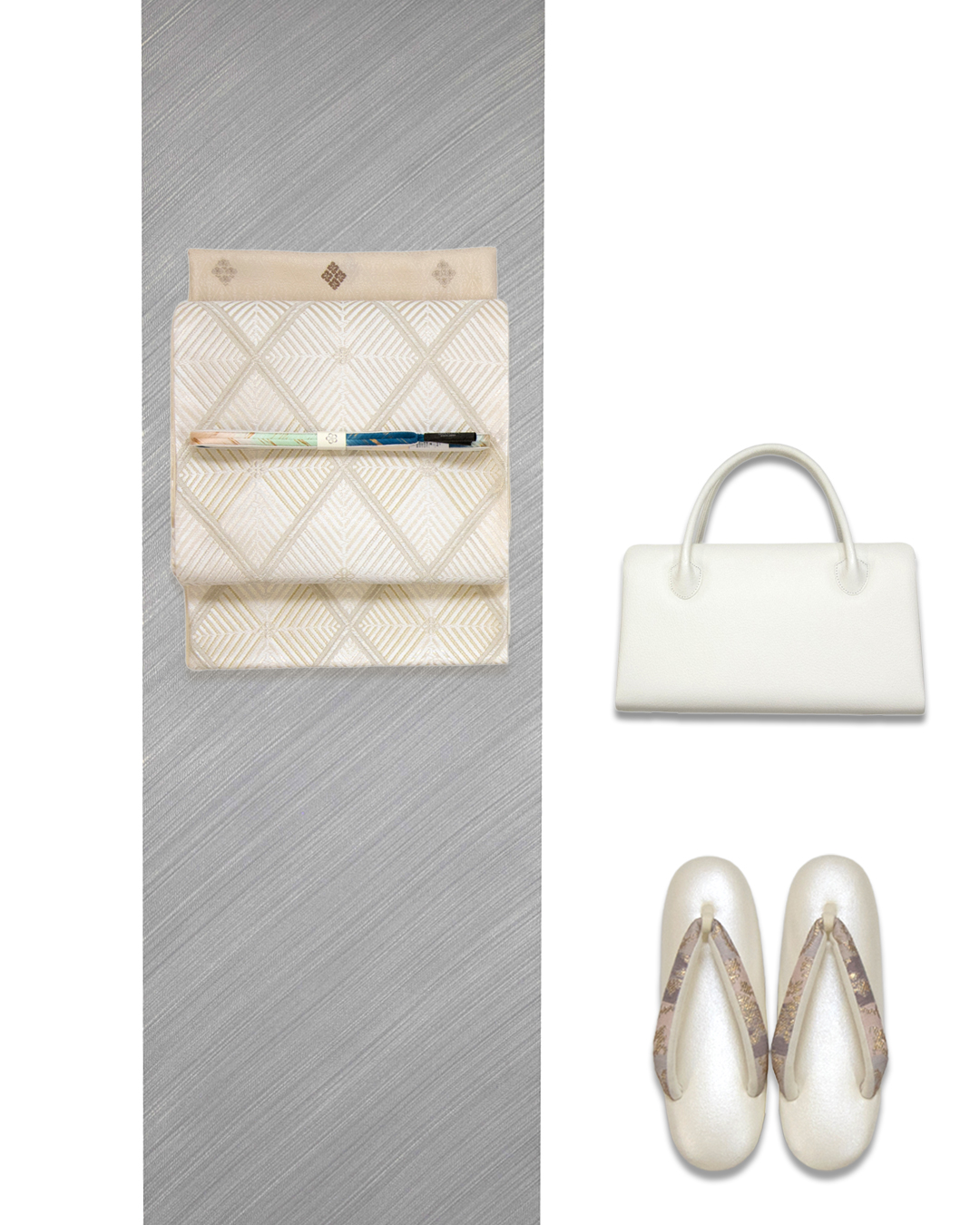 ＜お仕立て代込＞松寿苑 「しけ引染 ちりめん小紋 着尺」 錫色に斜め縞（グレー系） の画像