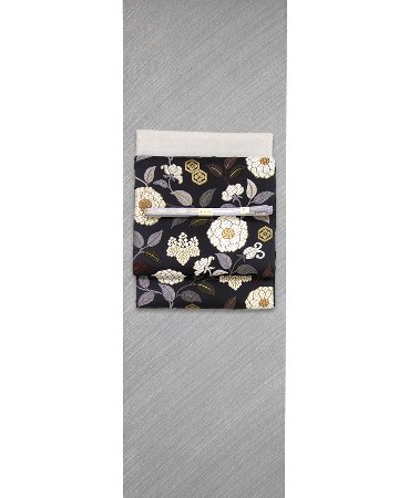 ＜お仕立て代込＞松寿苑 「しけ引染 ちりめん小紋 着尺」 錫色に斜め縞（グレー系） の画像