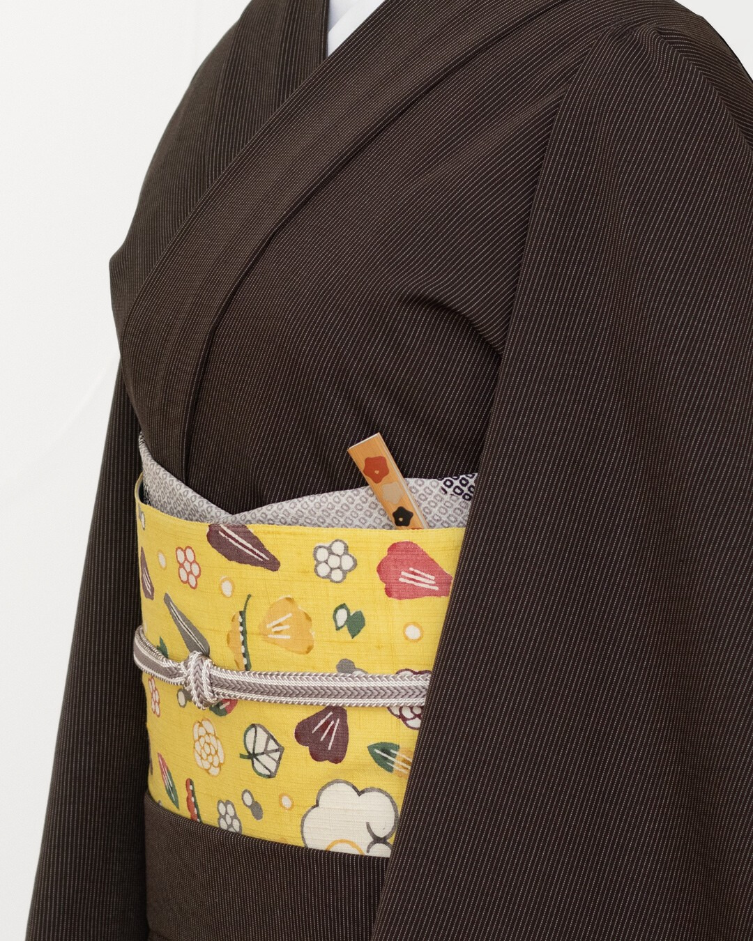 岡本紘子 「雲と波」 九寸名古屋帯 染め帯 型染め 菜の花色（落ち着きのある黄色系）の画像