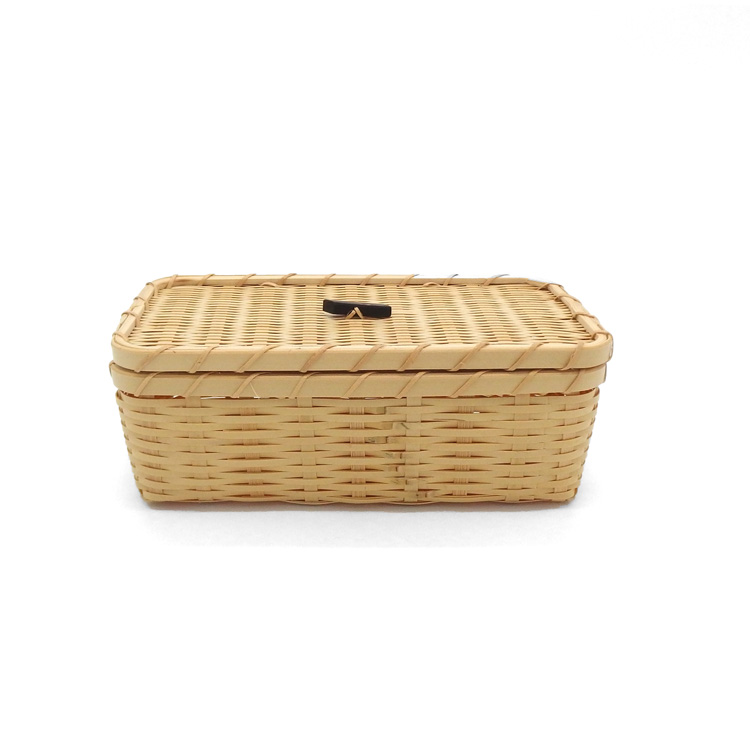  「国産真竹細工(白竹)×漆のお弁当かご / 千成堂別注」　生成色×茶の画像