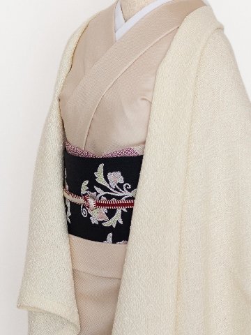 ＜お仕立て代込＞洛風林 「ボハラ刺繍」 九寸名古屋帯 濃い墨黒色の画像