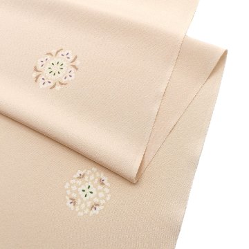＜お仕立て代込＞吉澤の友禅 飛び柄の小紋 「華紋」 着尺 蜂蜜色画像