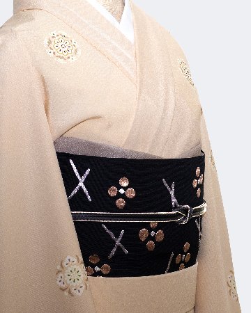 ＜お仕立て代込＞吉澤の友禅 飛び柄の小紋 「華紋」 着尺 蜂蜜色画像