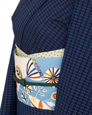 佐藤百恵 「そよ風」 九寸名古屋帯 染め帯 型染め 薄藍にだいだい色（水色系）の画像