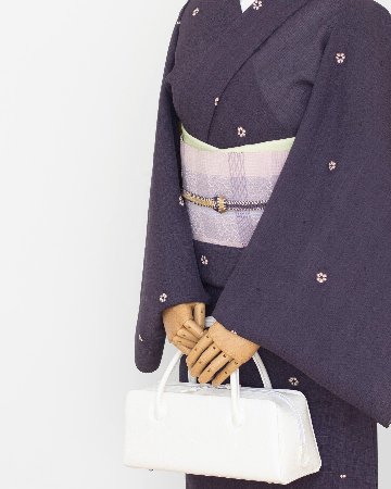 ＜お仕立て代込＞佐久原祥 「首里花織（首里織） 帯地」 九寸名古屋帯 桜鼠色の画像