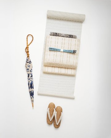 小松織物工房 白たか上布(白鷹) 一尺五分広幅 着尺 白よごし ＜お仕立て代込＞の画像