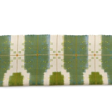 ＜お仕立て代込＞田中麻季 「森と湖」 第96回国展入選作品 九寸名古屋帯 生成と青碧色画像