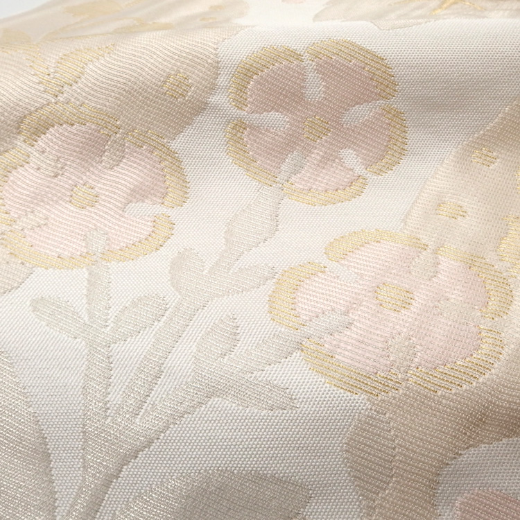 ＜お仕立て代込＞洛風林 「リヨンの花」 膨れ織 九寸名古屋帯 白画像