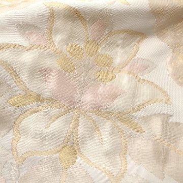 ＜お仕立て代込＞洛風林 「リヨンの花」 膨れ織 九寸名古屋帯 白画像