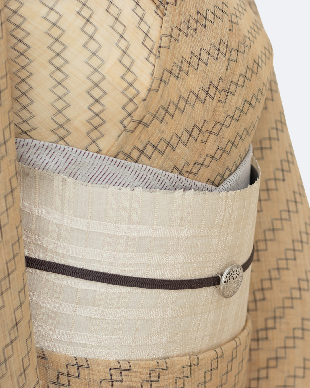 ＜お仕立て代込＞喜如嘉の芭蕉布 「番匠十玉（バンジョー・経緯絣・10玉）」 着尺 ＜自然布＞の画像