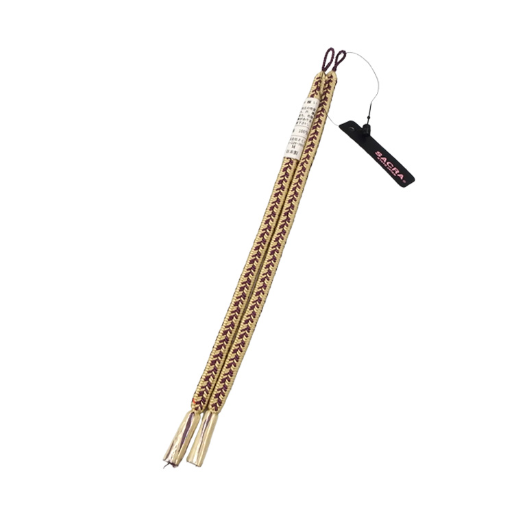 和小物さくら 羽織紐 手組み冠波柄 淡黄と京紫 ＜即日発送可＞の画像