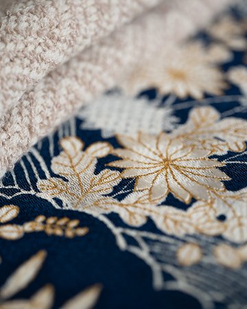 ＜お仕立て代込＞染の百趣 矢野「御所解」千成堂別注 九寸名古屋帯 染め帯 濃紺の画像