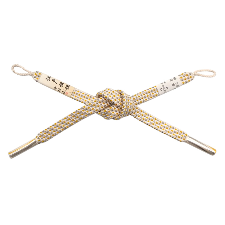 中村航太（中村正) 羽織紐 女短　吾妻 2色ドット柄 白に山吹色とグレー 切房 ＜即日発送可＞の画像