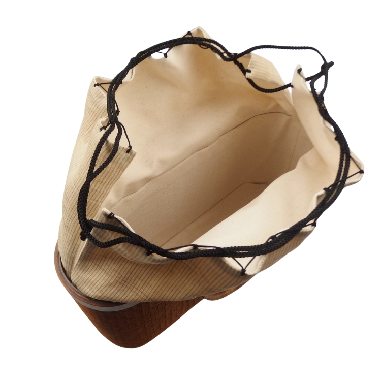 コムクリット工房 竹細工バッグ 「苧麻の裂（高さ17cm）」 茶画像