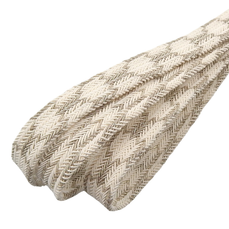 和小物さくら 夏帯締め 貝の口亀甲撚房 レース帯締め 白に銀糸 ＜即日発送可＞の画像