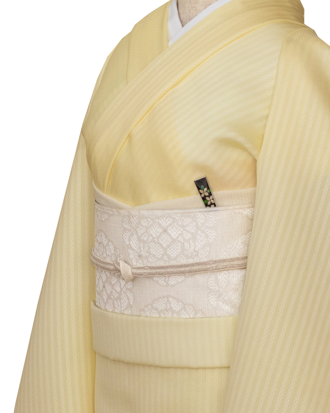 千成堂着物店 帯揚げ 「淡黄 × 絽（銀通し）」 夏帯揚げ ＜即日発送可＞ の画像