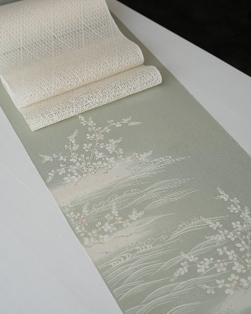＜お仕立て代込＞北村武資（織匠北むら） 「上品羅」  夏帯 八寸名古屋帯 白よごしの画像