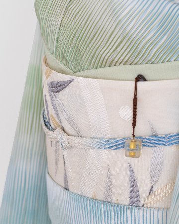 千成堂着物店 帯揚げ 「鶸色 × 絽（銀通し）」 夏帯揚げ ＜即日発送可＞ の画像