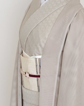 ＜お仕立て代込＞藤山千春 「草木染手織物 吉野間道」 九寸名古屋帯 砂色の画像