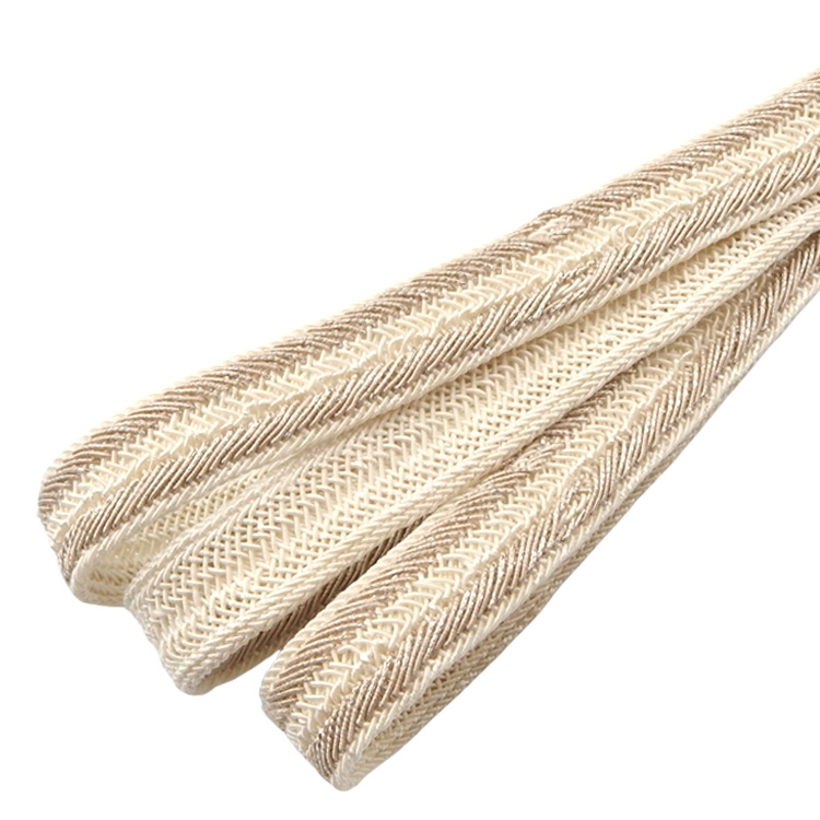 和小物さくら 夏帯締め レース切房 生成色に白茶と銀糸 ＜即日発送可＞の画像