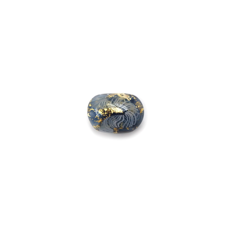 田上惠美子 硝子の帯留 「流」 藍鼠 ガラス・金箔の画像