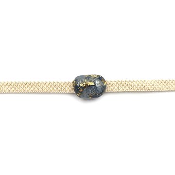 田上惠美子 硝子の帯留 「流」 藍鼠 ガラス・金箔の画像