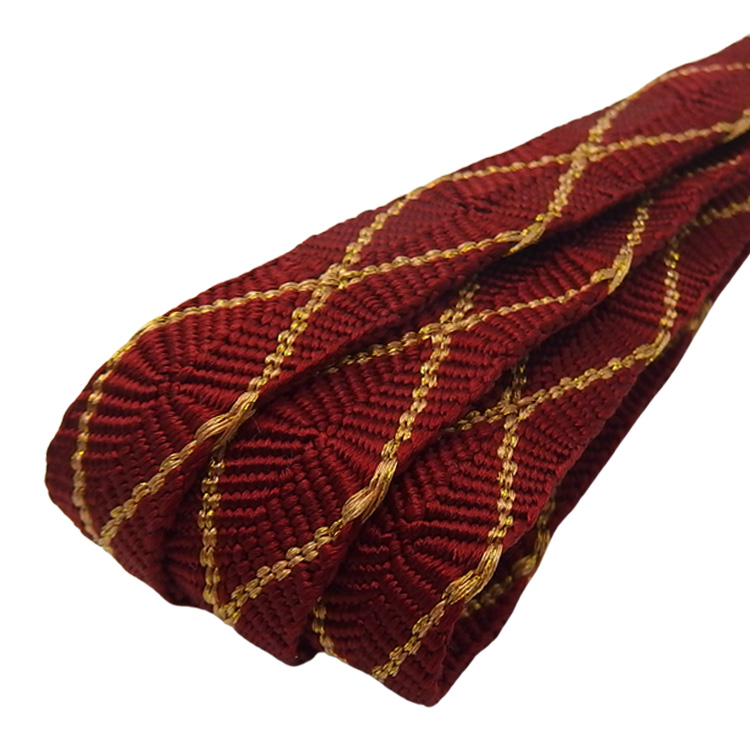 渡敬 帯締め 高台唐組菱タコ房 濃紅に金糸 ＜即日発送可＞の画像