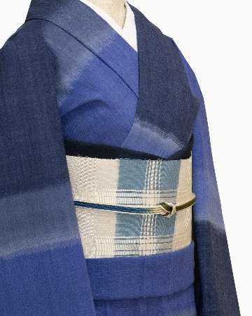 ＜お仕立て代込＞柳崇 「吉野染め分け九寸」 千成堂別注 九寸名古屋帯 藍濃淡の画像
