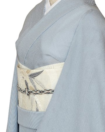 ＜お仕立て代込＞駒絽白着尺（五泉）×千成堂着物店 「三本絽の色無地」 灰青色の画像