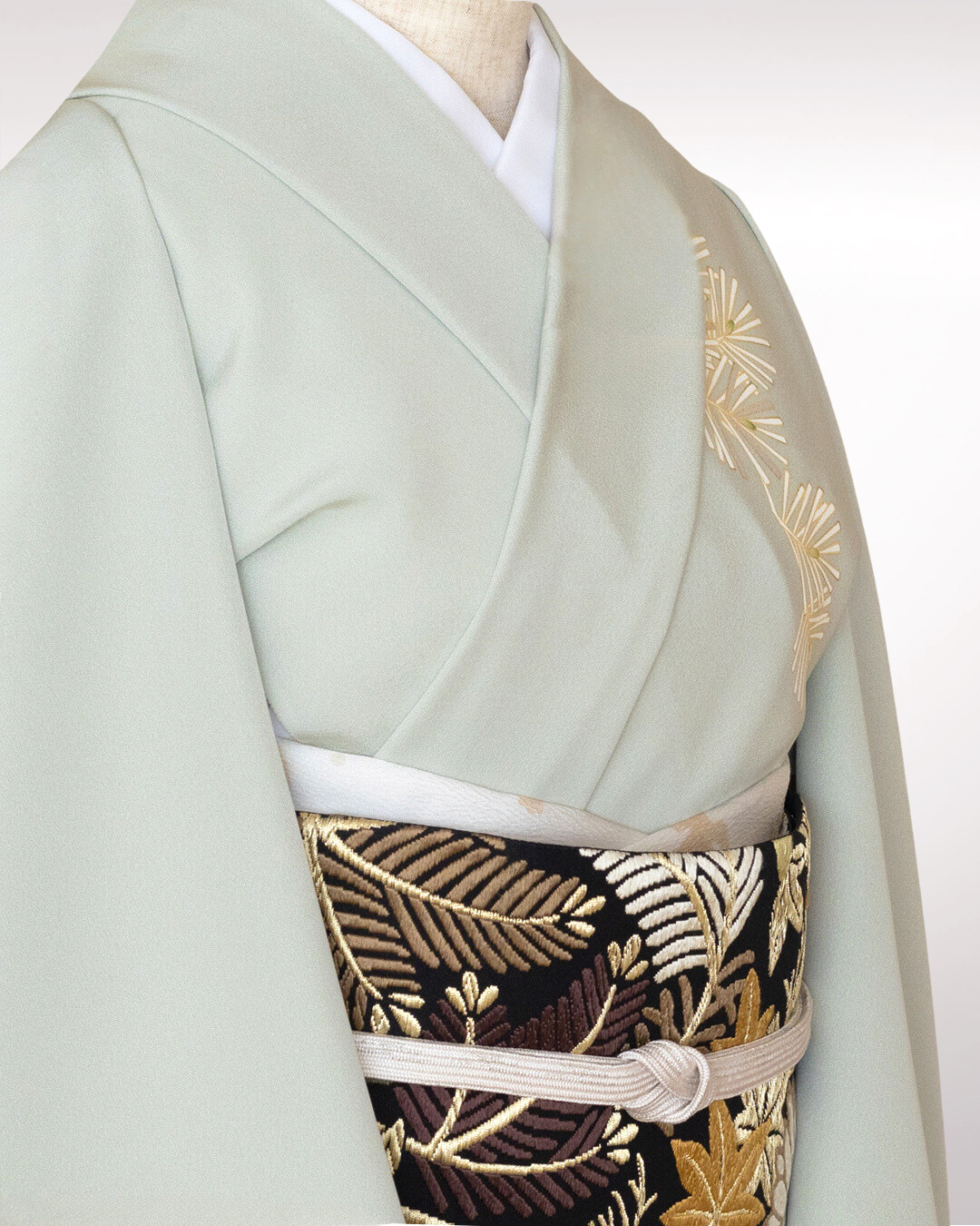 ＜お仕立て代込＞吉澤「若松」千成堂別注 友禅の付下げ 青磁鼠の画像