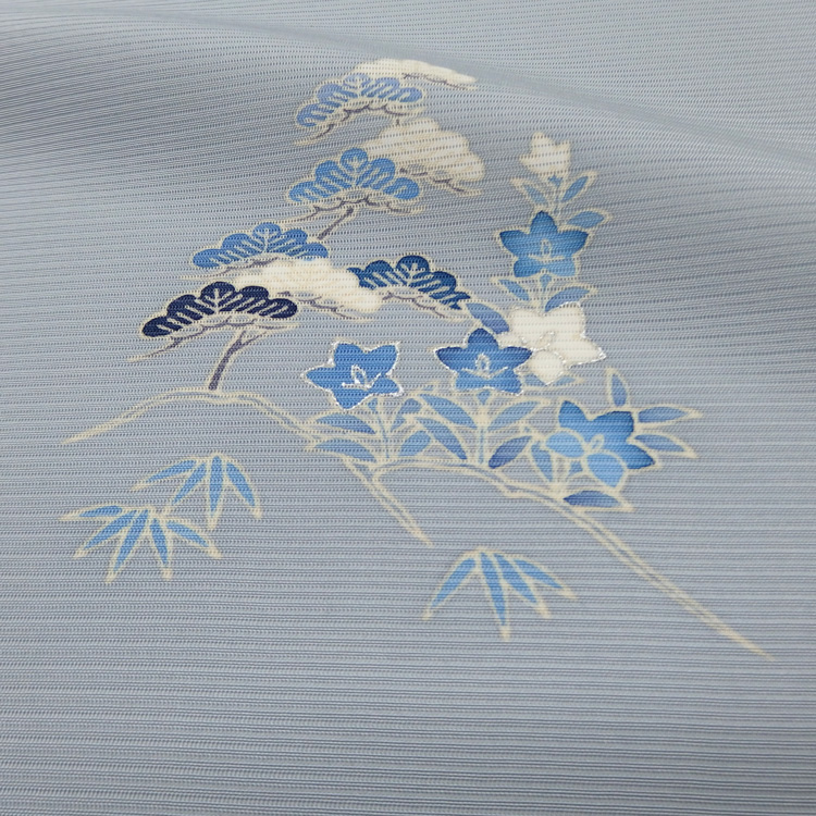 ＜お仕立て代込＞吉澤 「松」 千成堂別注 友禅の付下げ 絽 夏きもの 灰青の画像