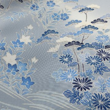 ＜お仕立て代込＞吉澤 「松」 千成堂別注 友禅の付下げ 絽 夏きもの 灰青の画像