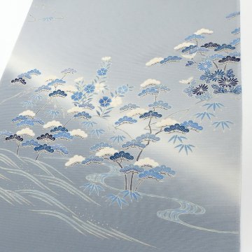 ＜お仕立て代込＞吉澤 「松」 千成堂別注 友禅の付下げ 絽 夏きもの 灰青の画像