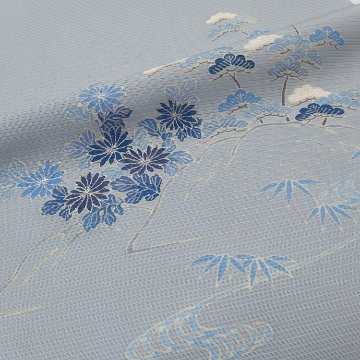 ＜お仕立て代込＞吉澤 「松」 千成堂別注 友禅の付下げ 絽 夏きもの 灰青の画像