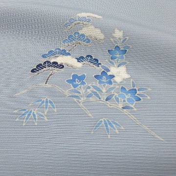 ＜お仕立て代込＞吉澤 「松」 千成堂別注 友禅の付下げ 絽 夏きもの 灰青の画像