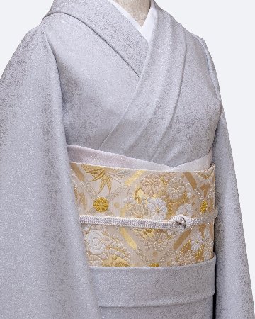 ＜お仕立て代込＞盡政（じんせい） 「二の丸書院殿 唐錦」 袋帯 生成と金銀糸の画像
