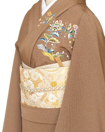 ＜お仕立て代込＞盡政（じんせい） 「二の丸書院殿 唐錦」 袋帯 生成と金銀糸の画像