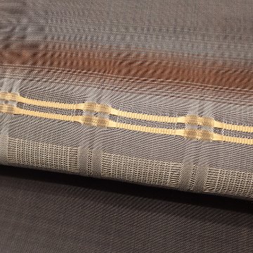 ＜お仕立て代込＞藤山千春 「草木染手織物 吉野間道」 九寸名古屋帯 茶系の画像