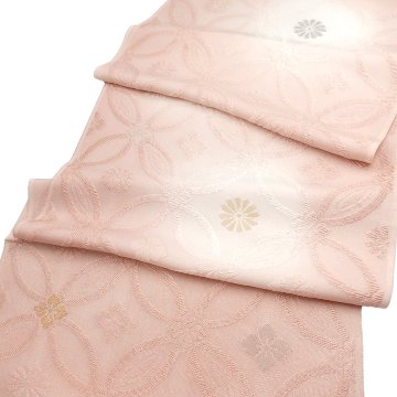 渡敬 帯揚げ 唐織八丁織七宝 丹後ちりめん 鴇色 ＜即日発送可＞の画像