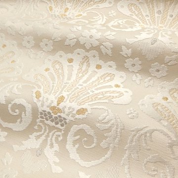 ＜お仕立て代込＞織楽浅野 「花冠文」 九寸名古屋帯 灰白色に銀糸の画像