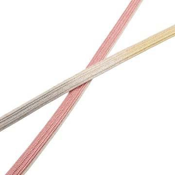 和小物さくら 帯締め 三色ぼかし 鴇色から白練、淡黄、白梅鼠 金糸 撚房 ＜即日発送可＞の画像